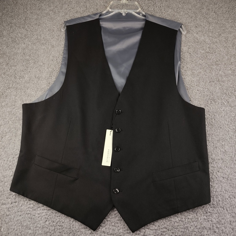 Perry Ellis Portfolio Mens Suit Vest Black Formal Waistcoat 2XL XXL NWT